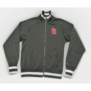 Nike MLB St Louis Cardinals Track Jacket Mens S Gray Full Zip Retro Rib Trim Y2K
